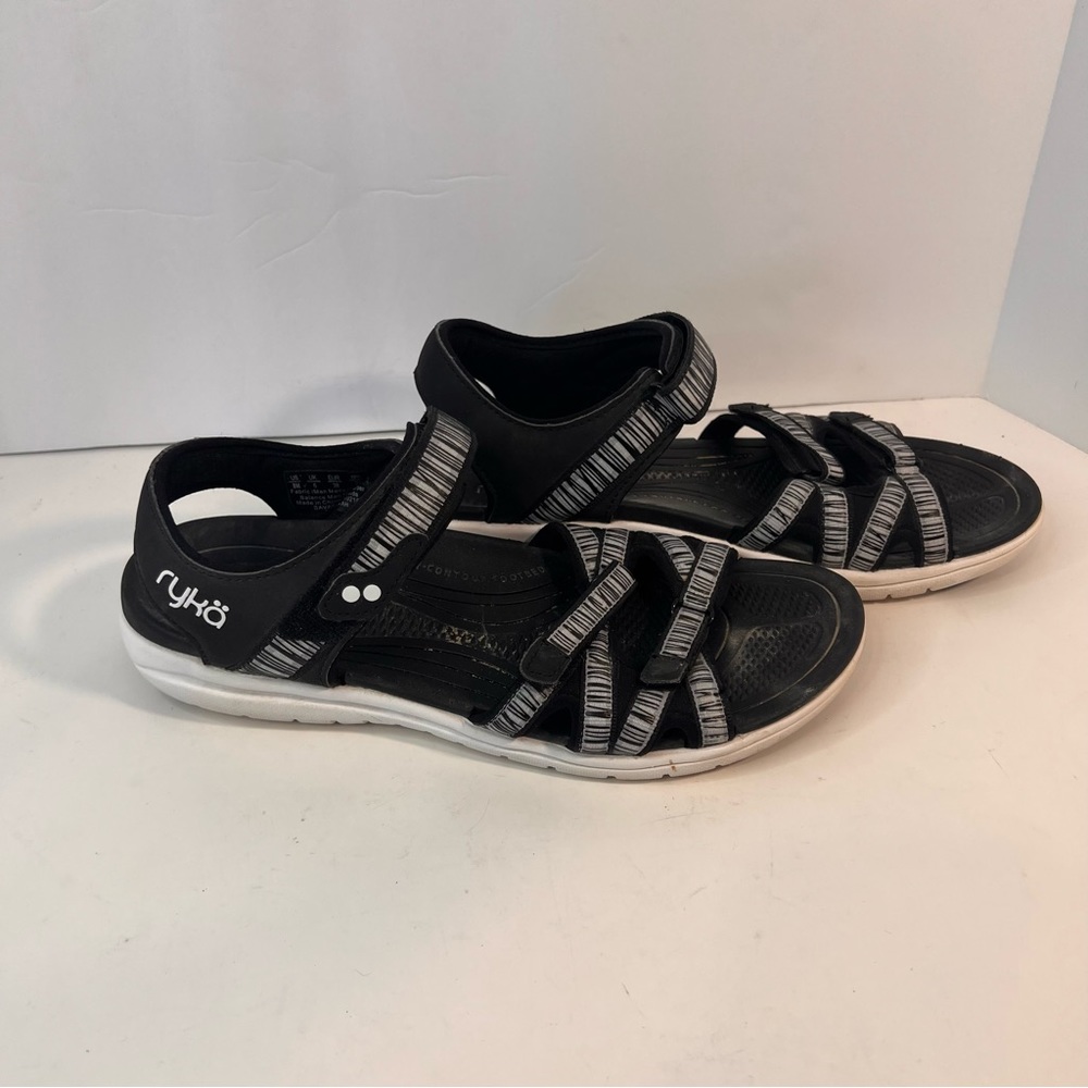 Ryka Savannah Adjustable Outdoor Water Sport Sandals Black White Women’s Size 8